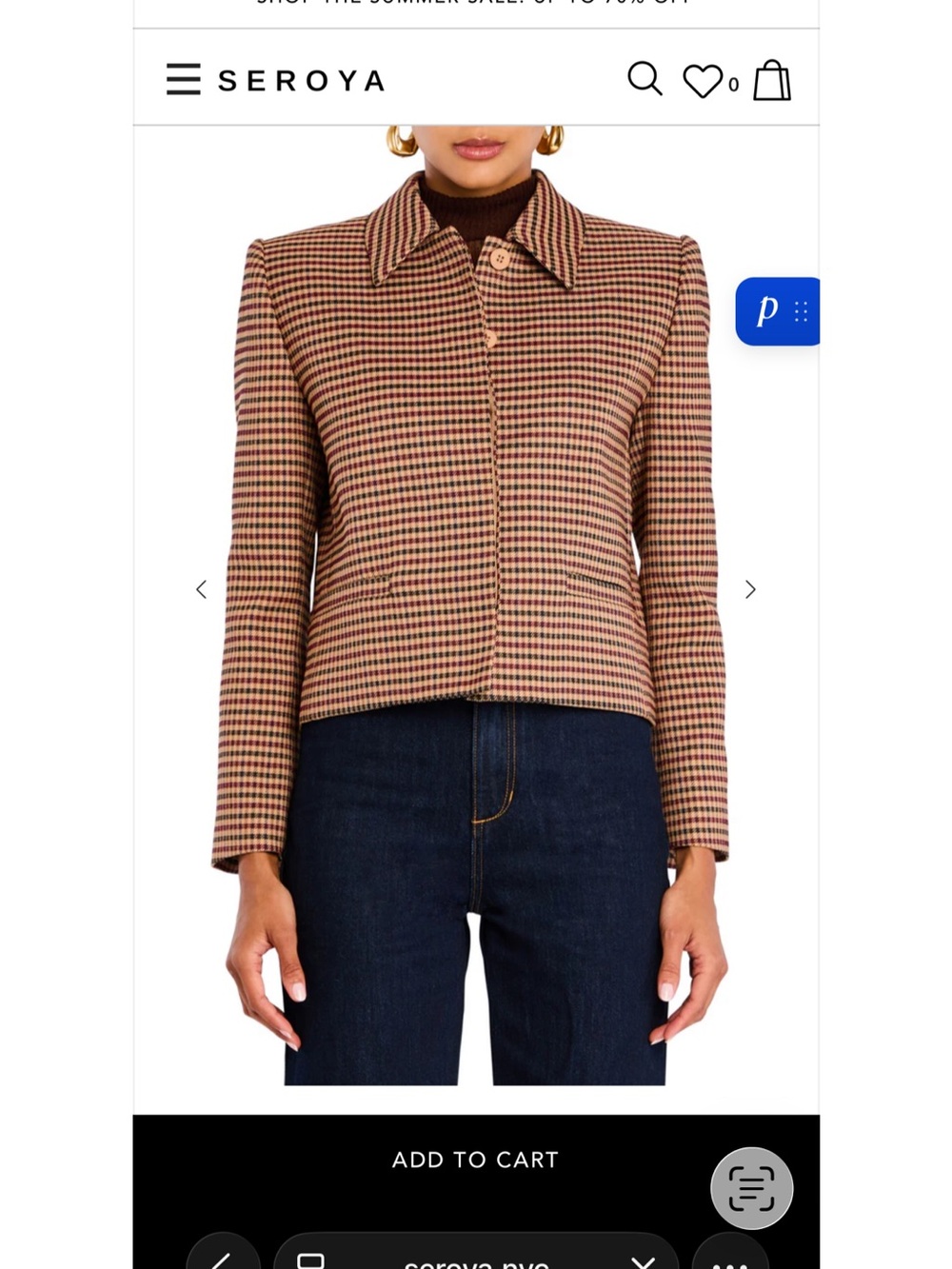 Seroya Brown Multi Houndstooth Cropped Blazer